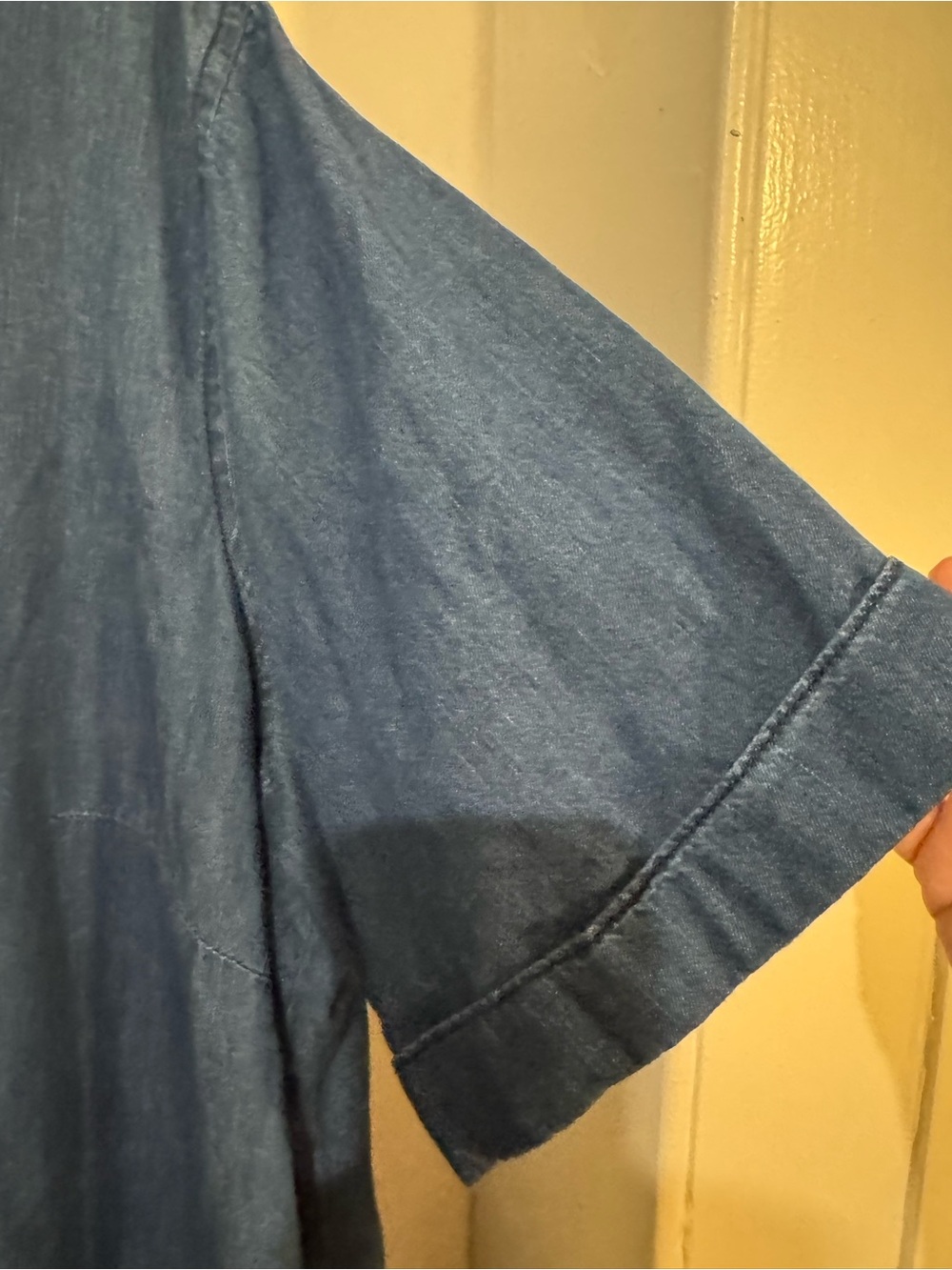 Kim Rogers XL Blue Indigo Cotton Tunic Dress Shift Pockets Washed Denim Look - Picture 7 of 10